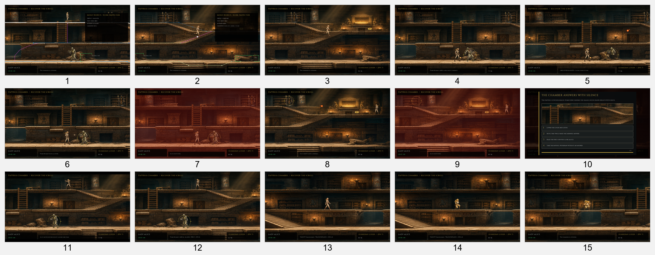 Contact sheet of working Mystery of Ancient Darkness alpha gameplay