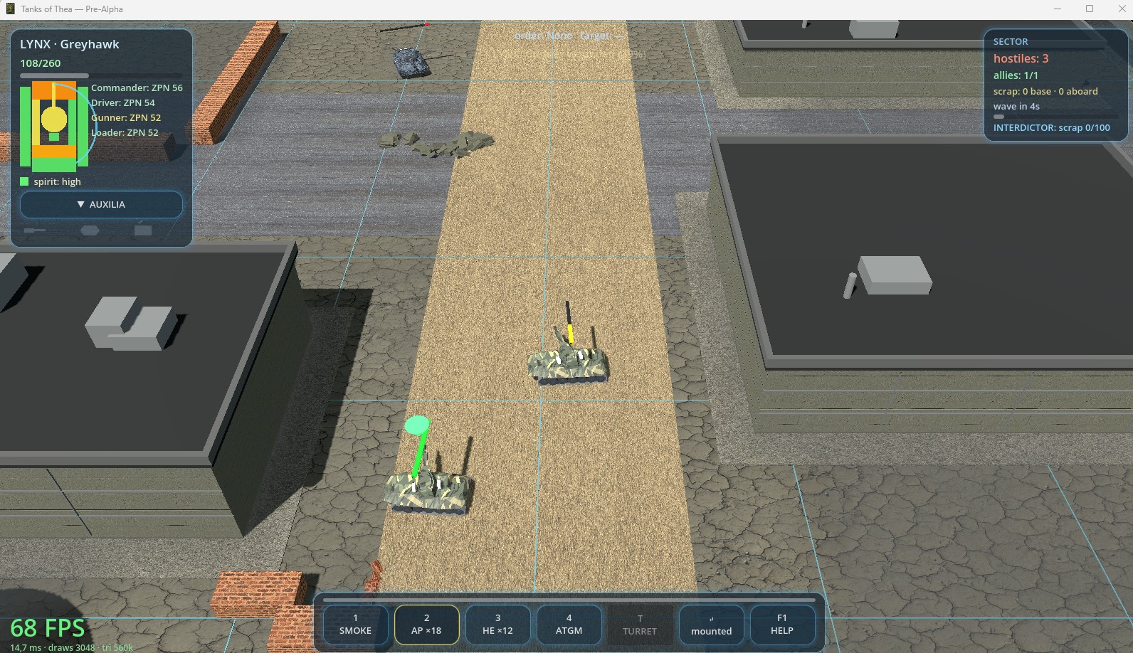 Armoured units fighting in the current Tanks of Thea alpha