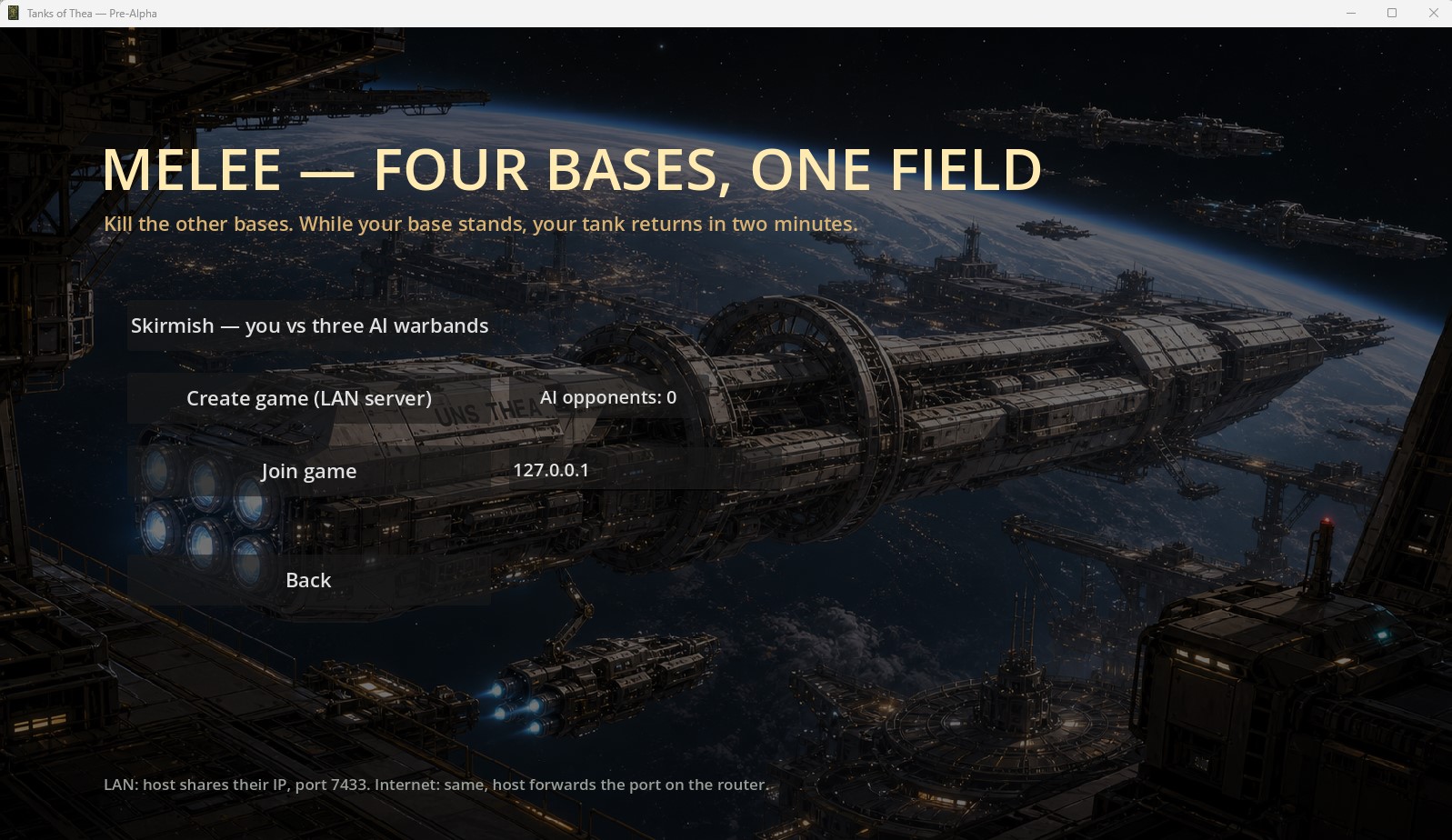 LAN multiplayer lobby in Tanks of Thea